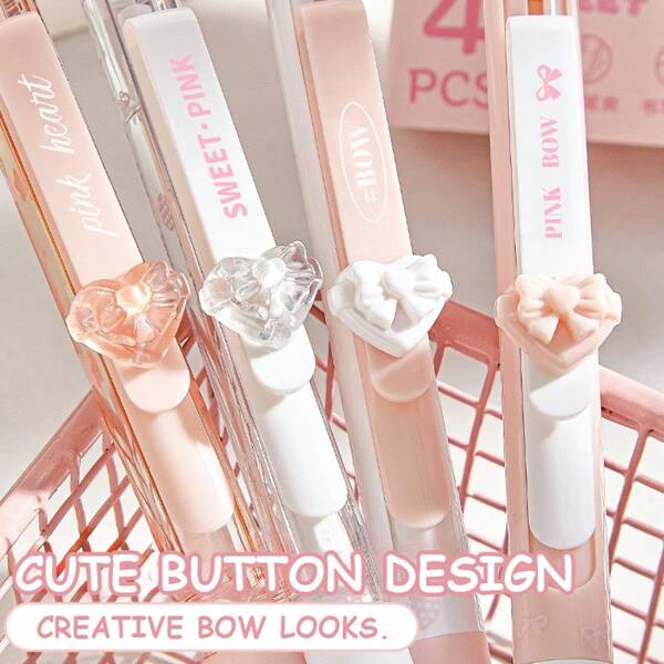 4pcs Erasable Gel Pens With Comfort Grip, 0.5mm Fine Tip, Black & Blue Ink - Cute Pastel Design With Bow & Strawberry Decor, Perfect For School, Exams, And Gift-Giving, School Stationery | Cute Gel Pens | Plastic Gel Pens, Pens For Writing