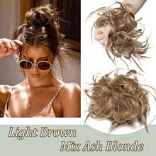 Natural Soft Messy Bun Hair Extensions X-Large Scrunchie Updo Cover Hair Elastic Band Wrap On Ponytail Hair Extensions Synthetic Straight Tousled Chignon Bleach Blonde Highlight Ombre Color Hairpiece Pony Tail Hair Piece For Women Halloween Party Daily Wedding - 彩色 - 查看 21