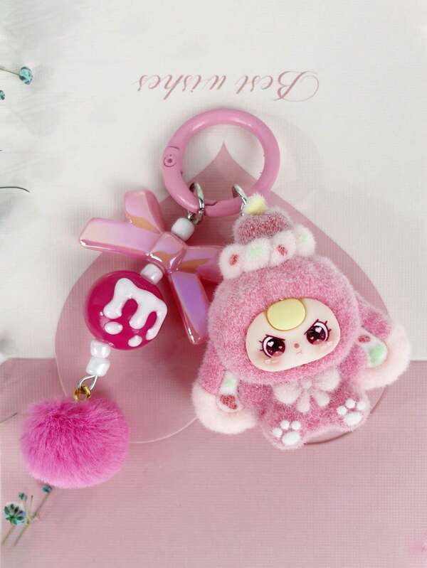 New Cute Big Ear Heart Shaped Keychain, Fashion Cartoon Accessory Bag Charm Key Chain