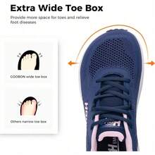 Womens Wide Toe Box Walking Shoes With Arch Support Wide Width Tennis Running Sneakers Zero Drop Shoe - Bluepink - View 4