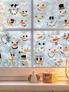 15/6 pièces Ensemble d'autocollants décoratifs avec expressions de bonhomme de neige pour Noël, décalcomanies statiques pour fenêtres, autocollants de fenêtre de Noël mignons et amusants avec expressions de bonhomme de neige, autocollants de décoration de maison pour Noël, convient pour la décoration de la maison, la décoration de fenêtre de Noël, les décalcomanies de vitrine, les autocollants de fenêtre DIY pour les décorations de Noël, la décoration de la pièce, la décoration murale, les autocollants muraux, les décorations de Noël pour la maison
