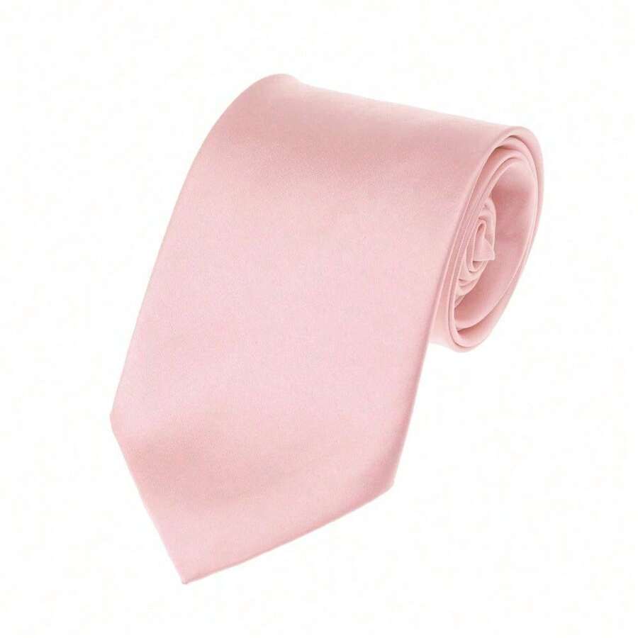 New Hot ! Solid Color Plain Classic Necktie Men's Tie,ZXCFTE - 17-Hồng nhạt - Xem 1