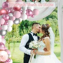 Juego de Guirnaldas de Globos, 110 Piezas de Arco de Globos Macaron Azules Blancos, con Globos Azules Metlicos, Globos de Lmina Plateada 4D, para Decoracin de Cumpleaos, Boda, Shower - Rosa - Ver 9
