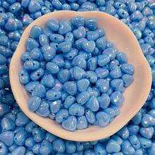 120pcs 0.8 * 1cm Acrylic Pearl Rainbow Light AB Color Heart-Shaped Main Beads, DIY Bead Jewelry Making Mixed Color Bead Spacing Beads Decorative Beads Jewelry Accessories Beads Pink White Blue Can Be Used As Couple Bracelets, Small Gifts