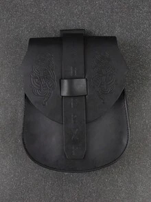 1 PC Viking Snake Embossed Faux Leather Belt Bag, Scandinavian Belt Pouch, Medieval Vintage Cell Phone Waist Bag For Renfair Christmas And Daily Waist Bag