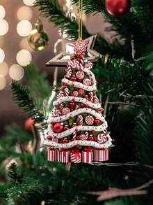 8/4 piezas Juego de adornos colgantes con forma de árbol de Navidad, Colgante de piruleta de bastón de caramelo de acrílico mini, Decoración de figurita mini de Navidad, Adecuado para decoración navideña interior del hogar, Decoración de fiesta de Navidad, Decoración de regalo DIY, Decoración de habitación navideña, Suministros de decoración navideña perfectos