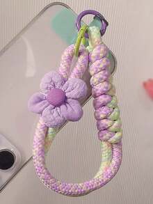 Cordón para teléfono con diseño floral, cuerda trenzada corta para muñeca, durable y adecuado para exteriores, viajes y senderismo en verano
