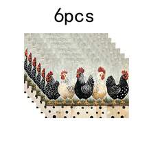 1 set/1 pezzo/4 pezzi/6 pezzi/100 pezzi Tovagliette stile fattoria retrò con stampa di polli, tovagliette termoisolanti, adatte per decorazione domestica, pranzi festivi, decorazione di cucina e feste, possono essere regalate - Multicolore - Visualizzare 11