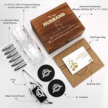 Juego de 2 piedras de whisky, juego de 2 vasos de whisky, cubos de whisky, de acero inoxidable, caja de regalo de whisky, whisky, el mejor regalo para beber para hombres, papá, marido, cumpleaños, día festivo - Anteojos rectos + piedras de acero inoxidable para marido - Ver 5