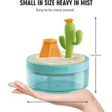 humidificadores porttiles de computadora para recmara, humidificador pequeo con paisaje de cactus, silencioso, niebla fresca, apagado automtico, luz nocturna de colores, - Verde - Ver 9