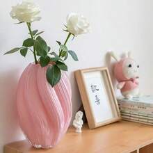 Vaso de luxo em açúcar de malte, decoração assimétrica minimalista rosa, flor hidropônica, flor seca, ornamento moderno para decoração de casa, vaso de vidro para flores - Multicolorido - Ver 6