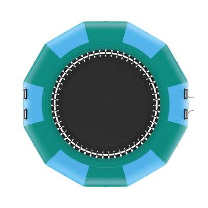 Trampolín acuático inflable de 12 pies para uso recreativo, plataforma de natación portátil con escalera de 3 escalones y bomba de aire eléctrica, trampolín flotante para niños y adultos para piscina, lago y deportes acuáticos