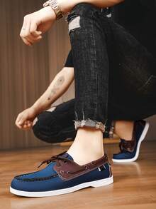 Men's Outdoor Casual Loafers, Featuring A Minimalist Color Scheme, Fashionable And Versatile. Slim Fit, Recommended To Choose Half Size Up For A Comfortable And Loose Fit. - Blue - View 7