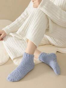 3 Pairs (Black + Beige + Coffee) Unisex Fluffy Warm Winter Socks, Suitable For Daily Wear, Comfortable And Warm - Multicolor - View 9