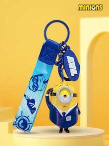 1pc Minions Cartoon Keychain Pendant, Fashionable Metal Hanging Decoration Suitable For Keys, School Stationery, Bags And Other Hanging Accessories