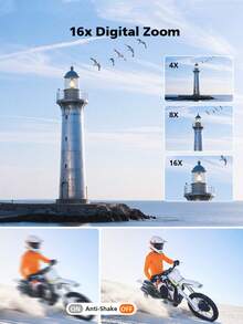 Cámara digital CAMKORY 4K, cámaras de 4K 64MP para fotografía, cámara digital de punto y disparo con doble cámara, enfoque automático, zoom 16X, anti-sacudidas, tarjeta de 32GB, cámara compacta para vlogging para adolescentes y adultos