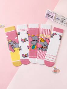 Disney 5/10 pares de calcetines genuinos con personaje de dibujos animados Dumbo, calcetines de regalo de invierno y Año Nuevo lindos, calcetines navideños de dibujos animados para mujeres, calcetines novedosos con personajes animados, calcetines para parejas, excelentes para regalos y fiestas - Multicolor - Ver 2