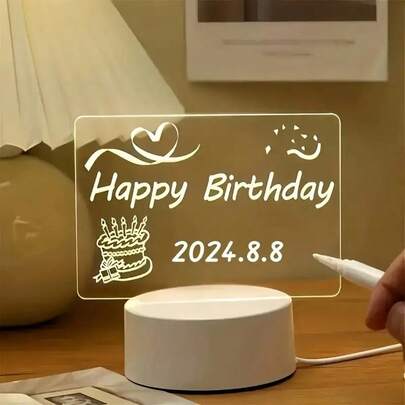 لوحة رسائل LED بإضاءة دافئة أحادية اللون، لوحة كتابة قابلة للمسح مع قلم، مناسبة لغرفة النوم والسرير والصالة وطاولة الكمبيوتر، هدية مناسبة لعيد الشكر وعيد الحب وعيد الميلاد، مناسبة للعائلة