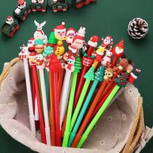 50 pièces - Stylos gel à encre de Noël Nouveauté Stylos à bille gel noir à motifs de Noël Stylos gel à encre de Noël Stylos gel à encre de Noël de personnages de Noël Convient pour les récompenses en classe, les fournitures de bureau, les bas de Noël