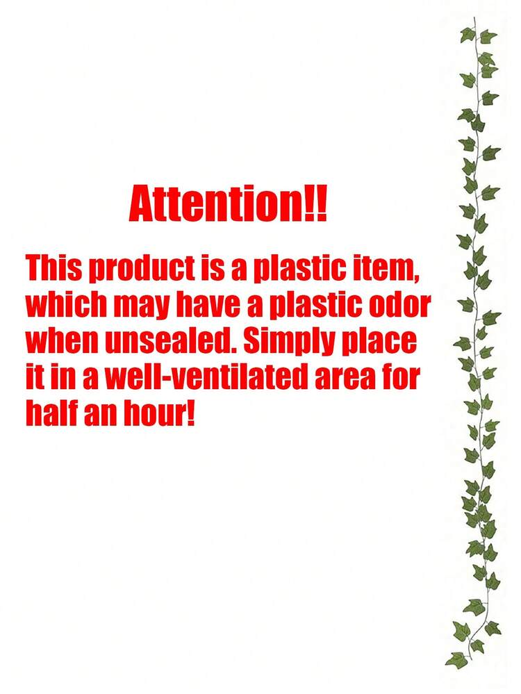 1/5pcs 90 Pieces Artificial Ivy Leaves Vines, Detachable Leaves, UV-Resistant Plastic Plants For Decoration In Living Room, Kitchen, Balcony, Garden, Bedroom, Farmhouse (Note - If You Smell A Plastic Odor After Unpacking, Please Let It Air Out For A While, It Won't Affect The Use)