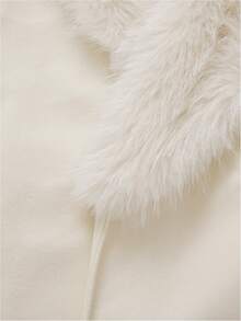 Glamful Elegant Chic Minimalist Business Commute Women's Coat, Solid Color Waist Belt Faux Fur Patchwork Long Coat, Winter Outerwear For Women, New Year Clothes - Apricot - View 9