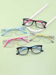 1 pièce Lunettes carrées simples à verres transparents pour enfants, convenant aux tenues saisonnières, à la protection oculaire quotidienne, aux activités extérieures, élégantes et polyvalentes, pour la lecture à la maison - Multicolore - Voir 3