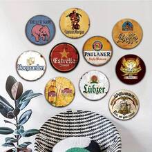 Christmas-Themed - 19.99X19.99cm Round Metal Decor For Home, Bar, Cafe & Outdoor Spaces, Uv-Printed, Easy Hang Bar Signs Wall Decor