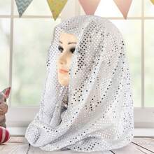 Women's Sequin Rave Hood Festival Rave Sparkly Rave Hood Head Scarf For Halloween Mardi Gras Costume Gear - 銀色 - 查看 4