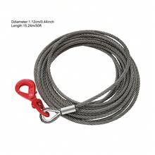 50ft Wire Rope, Stainless Steel Wire Rope Cable With Swivel Hook And Self Locking Hook For Winch Operations, Lifting, Rigging, Towing (Red) - Red - View 7