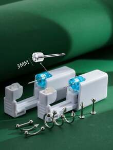 10pcs/Set Reusable Sterile Piercing Earring Tool, 8pcs Stainless Steel Fashion Earring Studs 1.2MM Hole Diameter, Suitable For Student, Family, Daily Beauty Piercing Tool - Silver - View 4