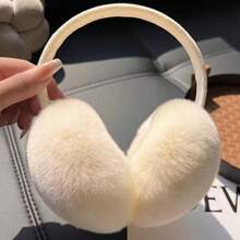 1pc Extreme Cold Protection Plush Ear Muffs - Beige, Soft And Fluffy Foldable Winter Ear Muffs For Both Men And Women, Christmas Gift, For Cycling, Skiing, Commuting To And From Work - Hand-Washable Warm Ear Muffs, Outdoor Activities, Bohemian Style, Comfortable Design, Durable Fabric, Comfortable Fit, Suitable For Outdoor Enthusiasts