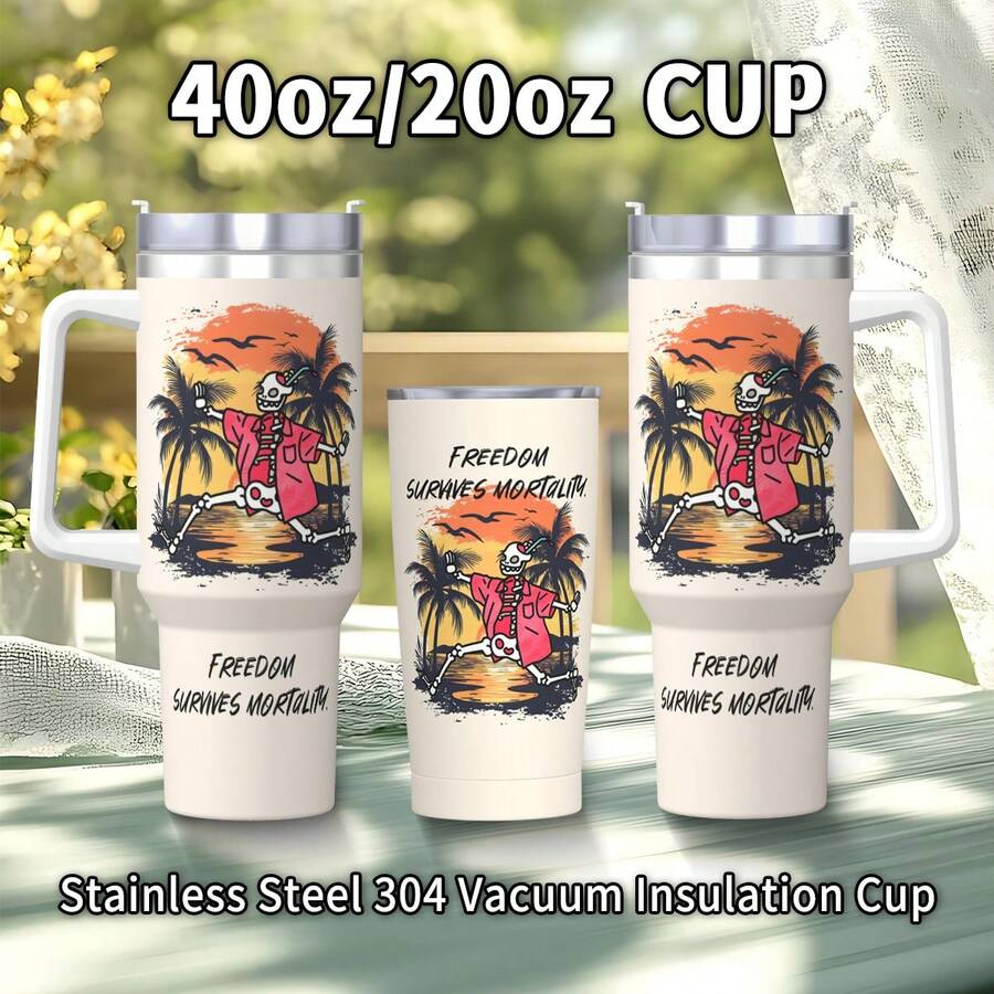 40oz/20oz Totenkopf & Hawaii-Stil Edelstahl Thermobecher - Isolierter Reisebecher für Väter, Halloween & Erntedankgeschenk, wiederverwendbare Kalt-/Heißgetränkeflasche für Camping, Wandern, Literaturliebhaber