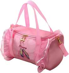 Bolsa de baile para niños, ligera, linda, bolsa de ballet para gimnasio, viajes, bolsa de viaje para niñas, bolsa de vestido de tutú, regalo para niñas de 3 a 6 años, Con color, Lindo - Vestido rosa con lentejuelas - Ver 7