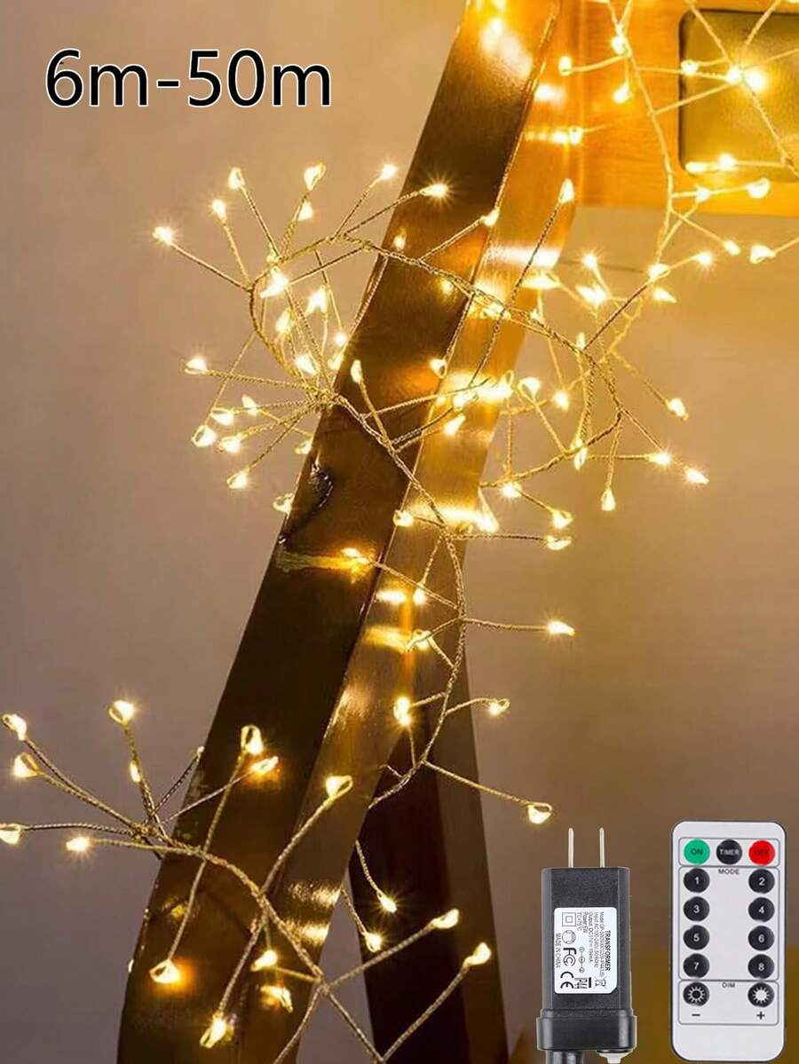 6m-50m Fairy Light LED Cluster Firecracker String Lights Christmas Garland For Birthday Home New Year Christmas Tree Garden Party Decor Lamps - Xem 1