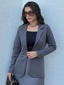 Women's Blazer Max Long Coat Formal Suit Tailoring Elegant Formal Overcoat - 灰色 - 查看 1