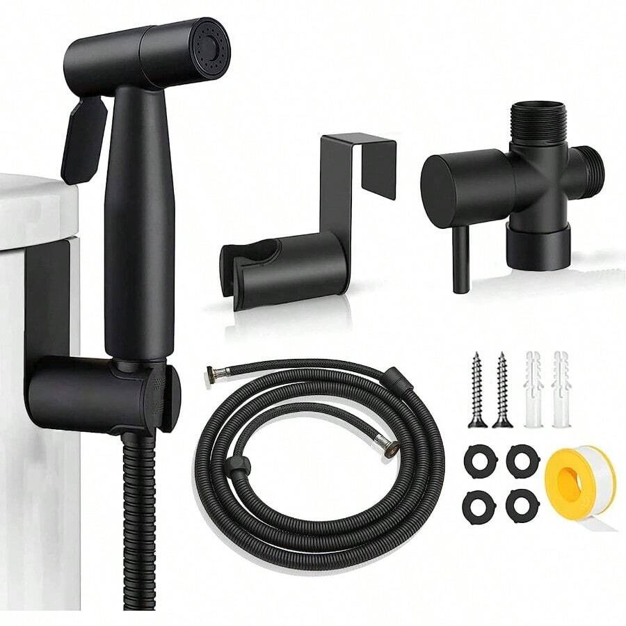 Bidet Sprayer For ToiletHandheld Bidet Spraye Cloth Diaper Sprayer Water Kit Bathroom Hand Held Bidet Shower For Self Cleaning Stainless Steel And Easy To Install - màu đen - Xem 1
