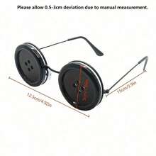 Coralin Buttonhole Glasses - Tim Inspired Iconic Cat Eye Design With Expressive White Lenses And Black Frame - Comfortable Role Play, Halloween, Theme Party Costume Accessories - Officially Inspired Coralin Movie Glasses - 黑色 - 查看 6