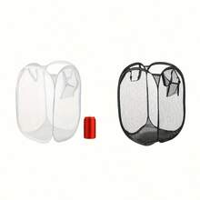 Large-Capacity Pop-Up Laundry Hamper With Handle, Foldable Mesh Laundry Basket For Dirty Clothes Storage, Convenient Home Solution, Easter Gift, Halloween Gift, Christmas Gift - màu đen - Xem 2