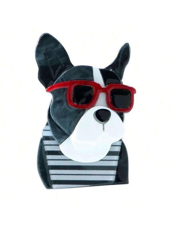 دبوس إبزيم أكريليك بتصميم كلب نظارات شمسية كرتونية جميلة، دبوس إبزيم حيواني فريد وجذاب للحقيبة الظهر