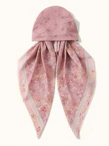 1pc Women's Romantic Floral Print Headscarf, Delicate Lace Trim, Soft And Elegant, Fashionable Hijab Accessory
