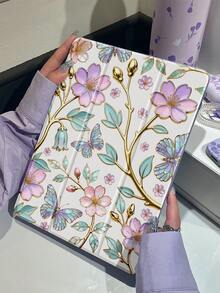 The Beautiful And Cute Cartoon Crystal Flower Butterfly Double-Sided Painted Acrylic Transparent Crystal Back Cover Is Shockproof And Suitable For IPad 7th Generation, 8th Generation (10.2 Inches), And 10th Generation. It Has A Built-In Pen Slot And Supports Sleep And Wake-Up Functions/Multiple Folding Stand Methods. These Are Halloween Gifts And New Year Gifts