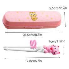 Chopsticks De Entrenamiento Para Nios Lindos Palillos De Aprendizaje De Plstico De Dibujos Animados Con Mangas De Anillo Para Beb 2pair - 2psticks 2pair y 1 caja - Ver 4