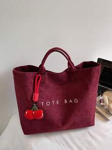 حقيبة يد جلدية سويدية ذات مقبضين مزينة بطباعة الحروف، حقيبة كاجوال كبيرة السعة مريحة وناعمة، مناسبة للنساء للعمل والتنقل والتسوق والجامعة