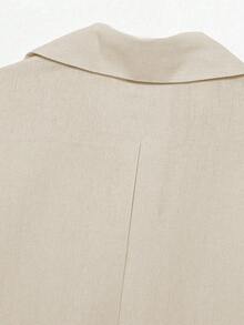 YROOE Fashionable 2025 Women's Casual Minimalist Versatile Shirt, Suitable For Business Casual, Daily Commute, Featuring Turndown Collar And Loose Sleeves, Autumn/Winter - Light Khaki - View 8