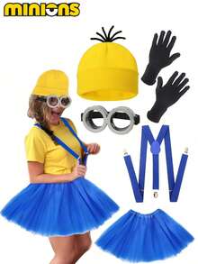 4/6 PCS Minions Hat Glove Set Halloween Costume Props Cosplay Role-Playing, The Best Holiday Gift For Good Friends, Party Atmosphere Decoration, Perfect Party Decoration, Home Decoration Ornaments, Perfect Room Decoration, Christmas Gifts Valentine's Souvenir,Cute Aesthetic,Valentine Day, Gifts,Decorations,Home Decor,Valentines Giftsdisfraz Amigas - Multicolor - View 3