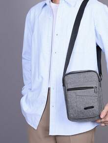 1 件纯色尼龙面料拉链封口多层小包，时尚休闲背包，手提，肩带，适合日常使用，工作，商务，春季，夏季，秋季 - 彩色 - 查看 3