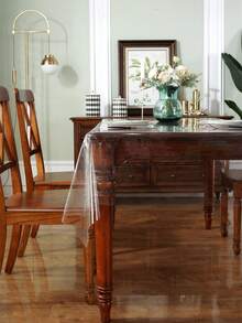 1pc Rectangular PVC Transparent Tablecloth, Easy To Clean, Waterproof Table Mat, Living Room Kitchen Dining Table Coffee Table Decor, Protect Tabletop, Multi-Functional Clear Film Can Be Trimmed, Daily Life Outdoor Picnic Party Tablecloth, Coffee Table Mat, Holiday Tablecloth