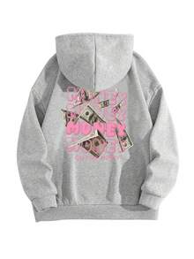 Women's Printed Hoodie Sweatshirt, Casual Loose Fit Versatile Top, Autumn/Winter