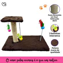 Scratching Post With Interactive Toys With Sisal And Balls - Rust Brown - View 5