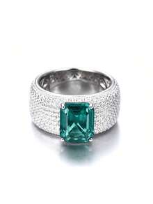 Dissoo 1pc 2025 New 925 Sterling Silver Luxury Cubic Zirconia Wide Band Ring, Women Jewelry Ring, Suitable For Summer, Mother's Day Gift, Graduation Gift, Beach Party, Banquet, Gift For Companion, Back To School Gift